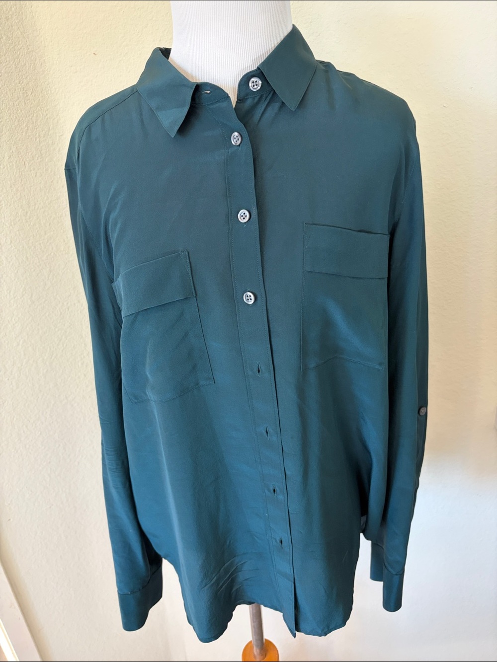 Ann Taylor Teal Button-Up Blouse